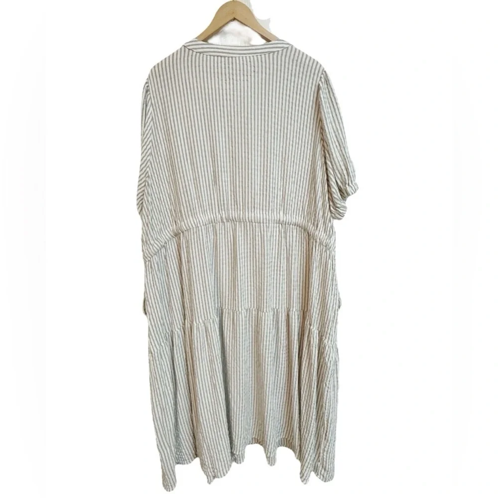 Jane + Delancey Boho Olive Green Stripe Tiered Gauzy Maxi Dress Size 3X NWT - Picture 6 of 7